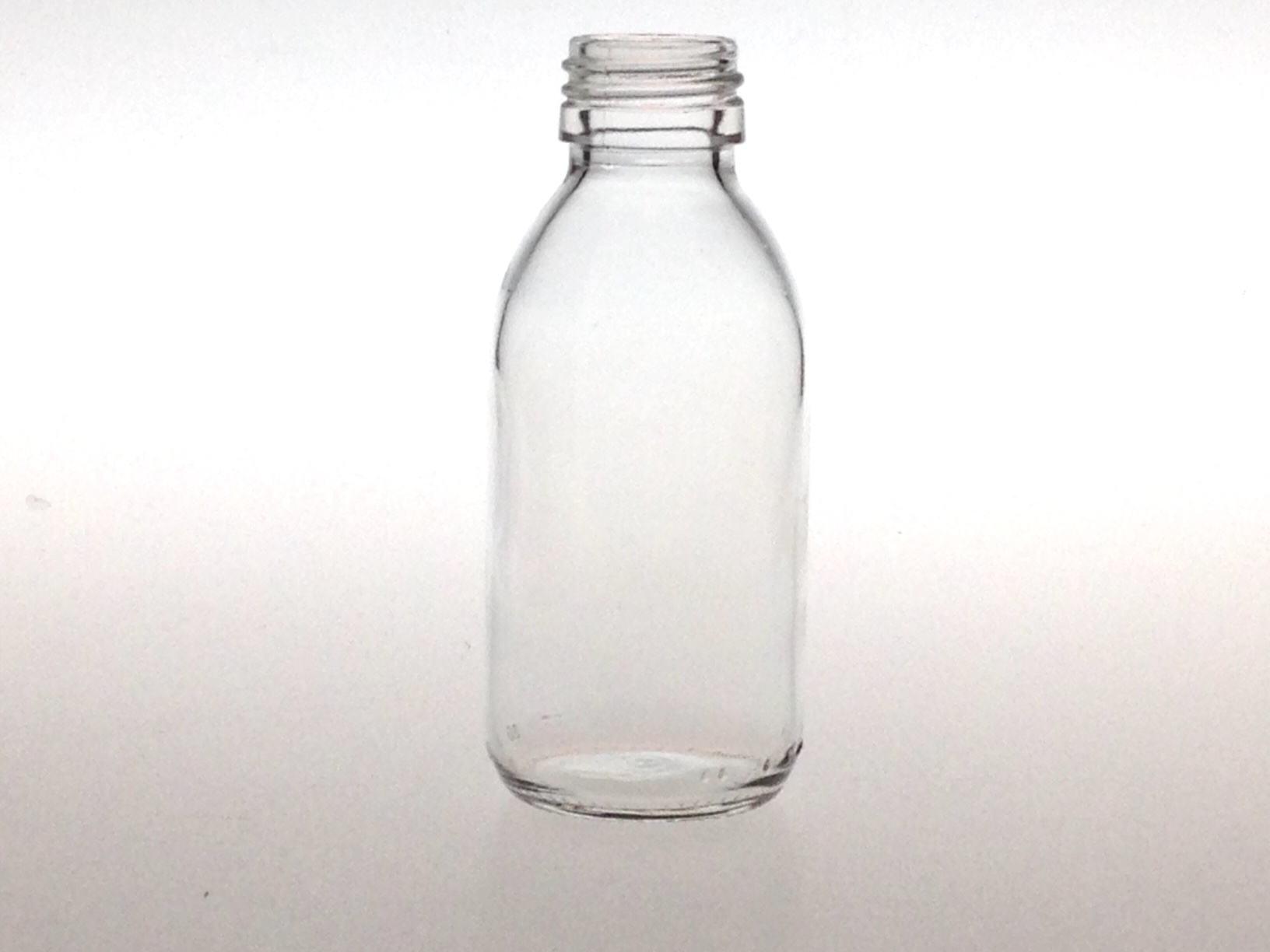 CLEAR GLASS 125 ML SYRUP BOTTLE PP 28