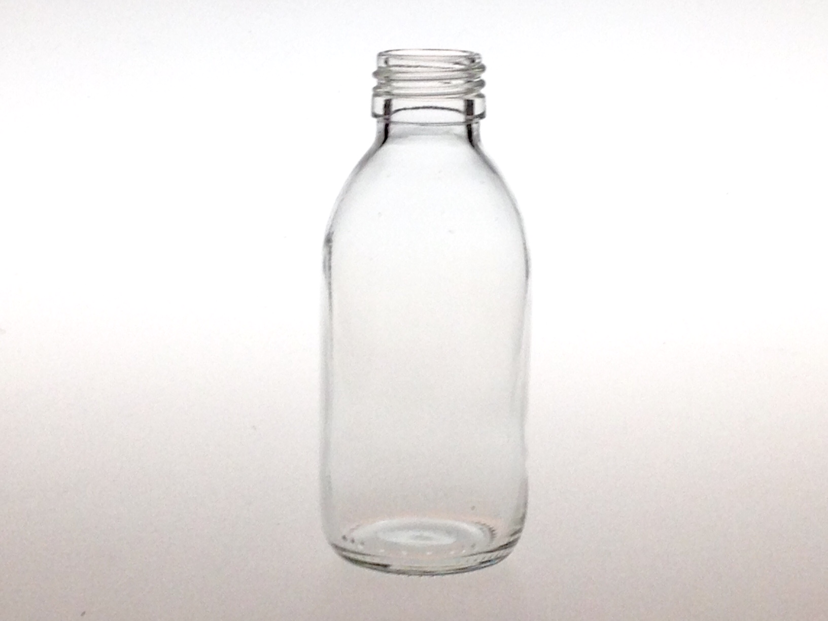 CLEAR GLASS 150 ML SYRUP BOTTLE PP 28