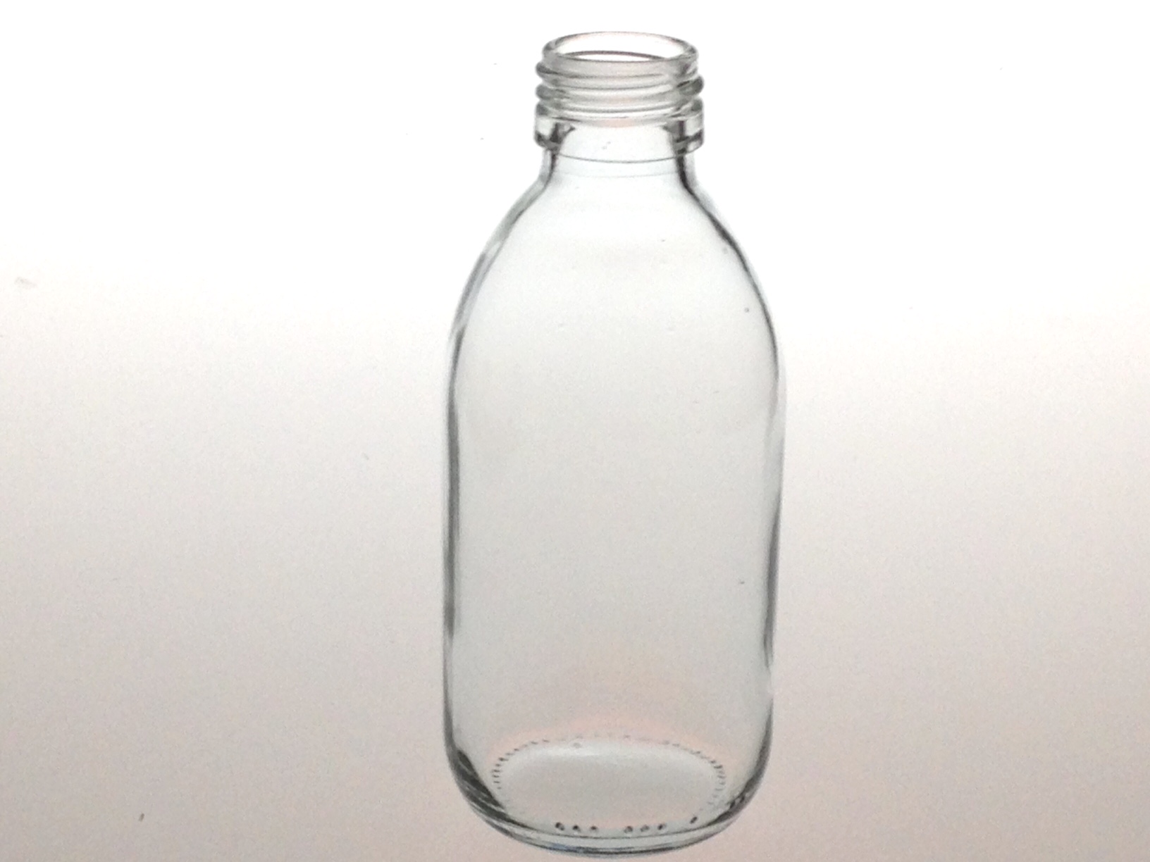 CLEAR GLASS 200 ML SYRUP BOTTLE PP 28