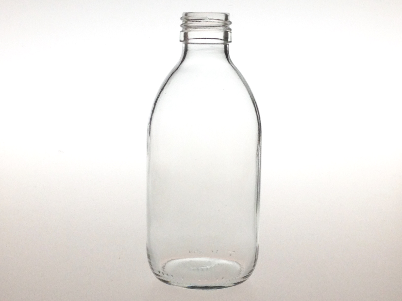 CLEAR GLASS 250 ML SYRUP BOTTLE PP 28