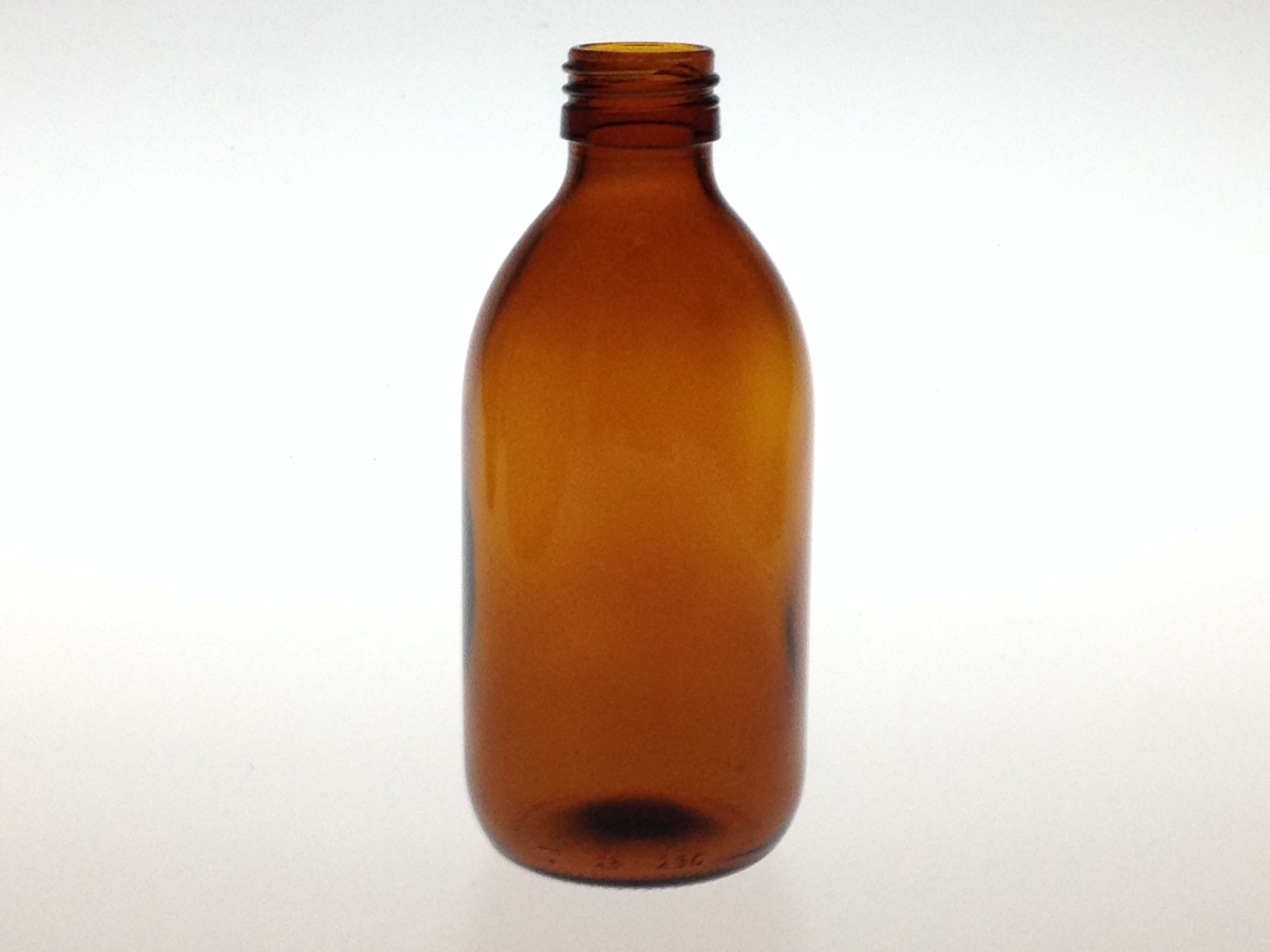 AMBER GLASS 250 ML SYRUP BOTTLE PP 28