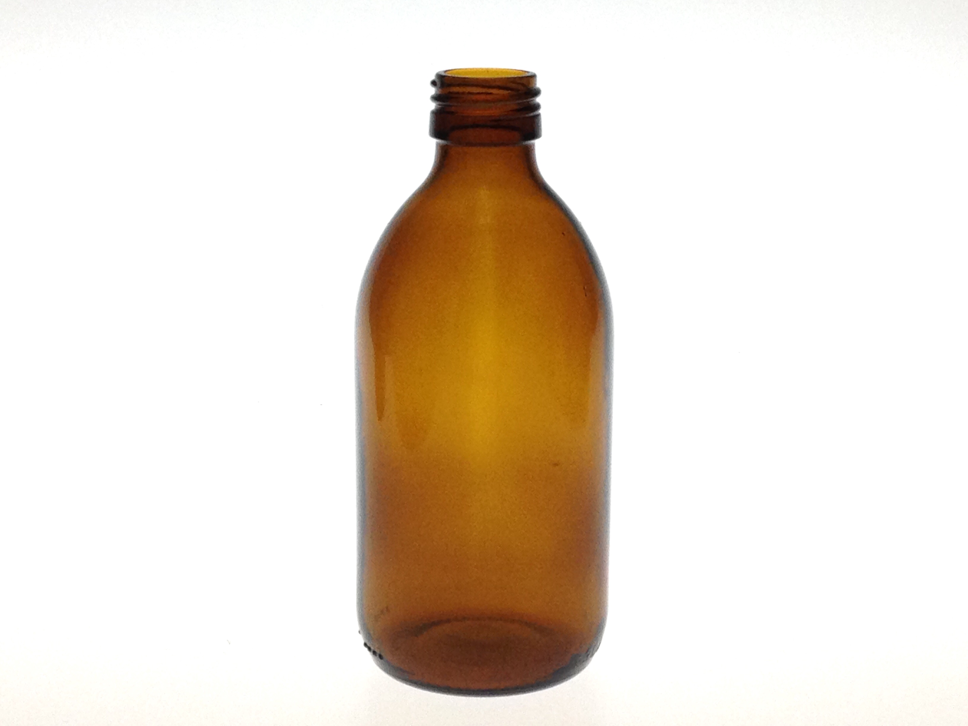 FLACON SIROP VERRE JAUNE 300 ML PP 28