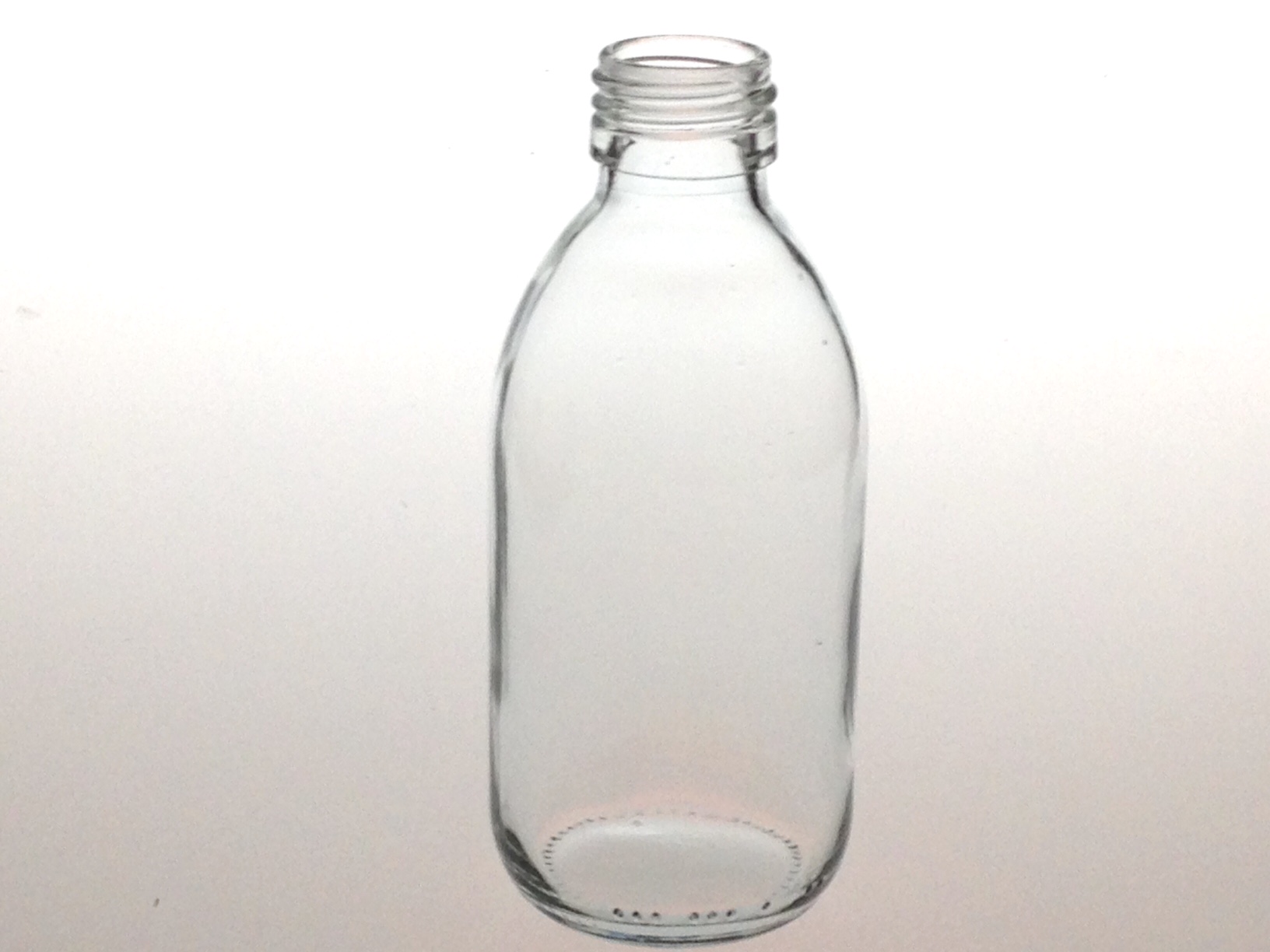 CLEAR GLASS 180 ML SYRUP BOTTLE PP 28