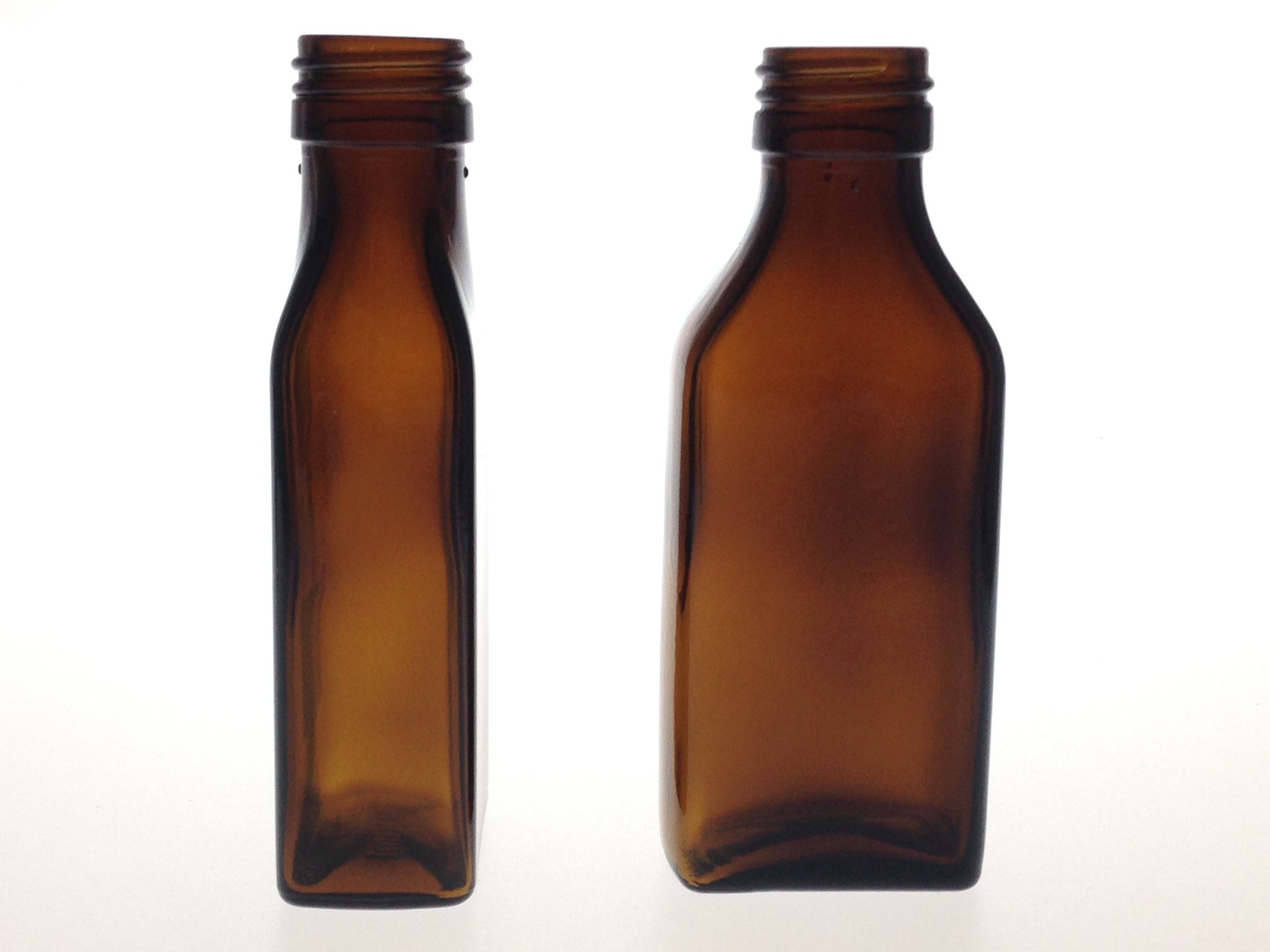 RECTANGULAR AMBER GLASS 100 ML BOTTLE  NECK PP 28