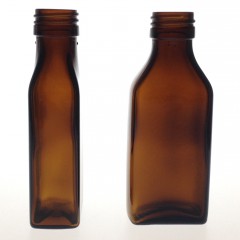 RECTANGULAR AMBER GLASS 100 ML BOTTLE  NECK PP 28