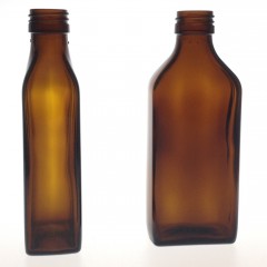 RECTANGULAR AMBER GLASS 200 ML BOTTLE  NECK PP 28