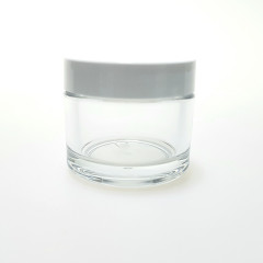 POT 50 ML PETG CRISTAL COUVERCLE BLANC