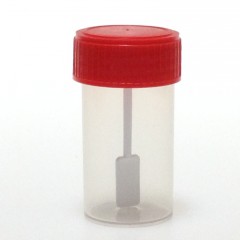 POT PRELEVEMENT STERILE 60 ML BOUCHON ROUGE - CUILLERE