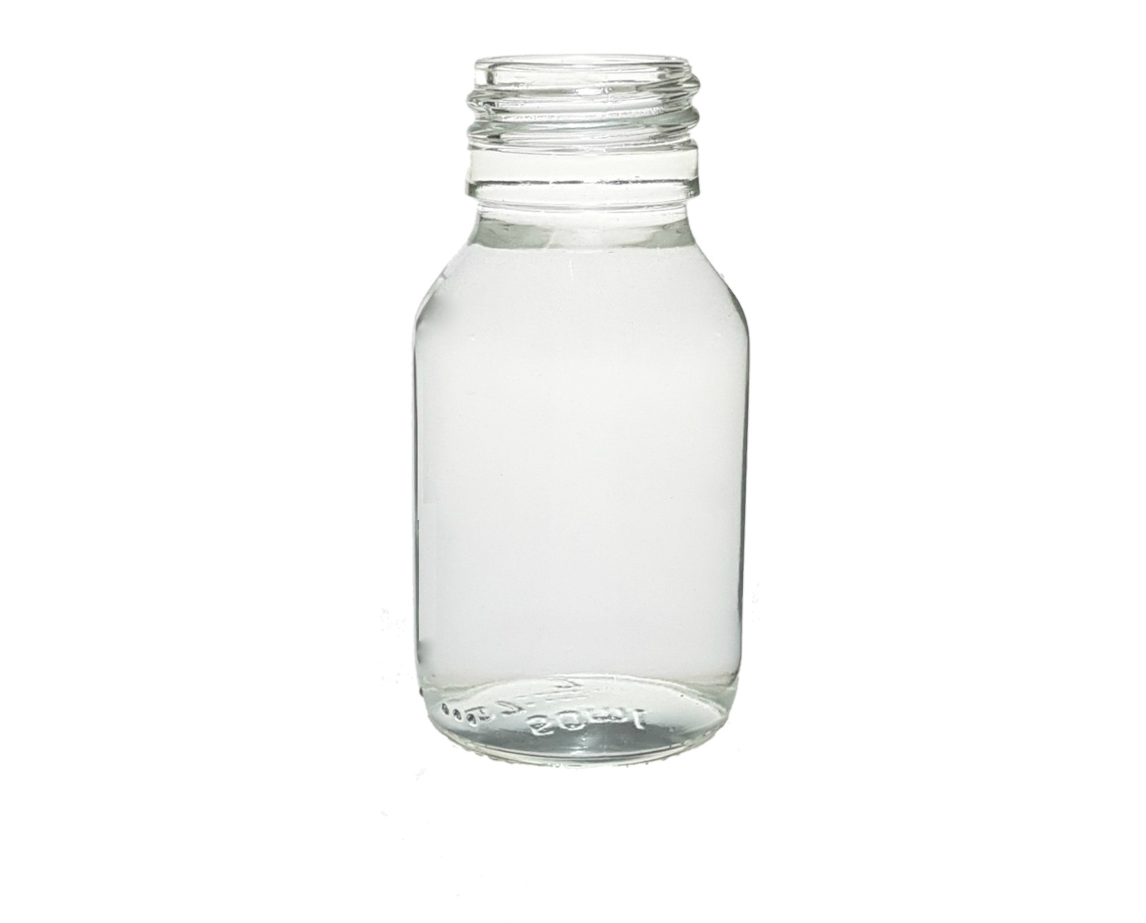 CLEAR GLASS 50 ML SYRUP BOTTLE PP 28